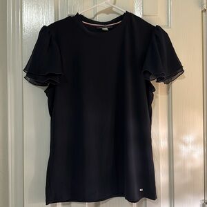 Tommy Hilfiger Stretch T-Shirt with Ruffle Sleeves